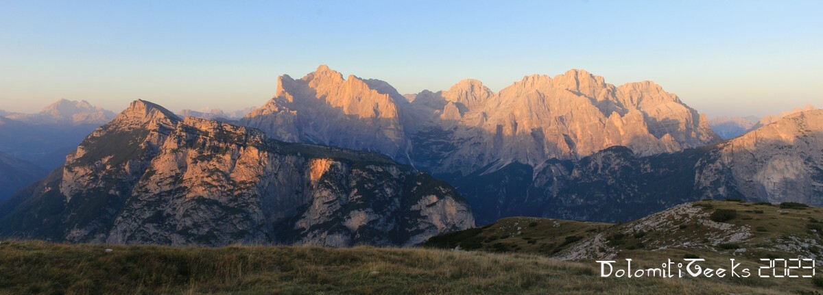 Enrosadira sur Civetta et Moiazza, vu depuis le biv. Bedin